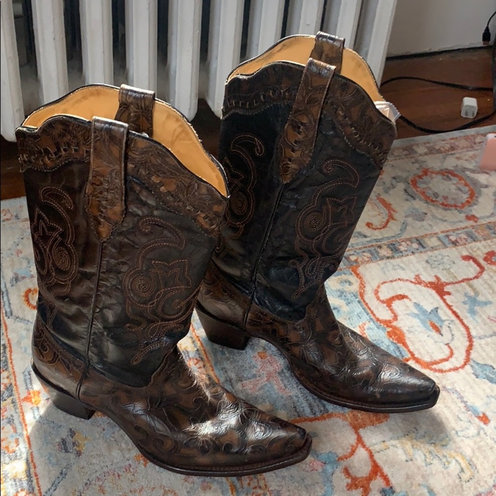Corral Brown & Black Leather Cowboy Boors, SZ 11.